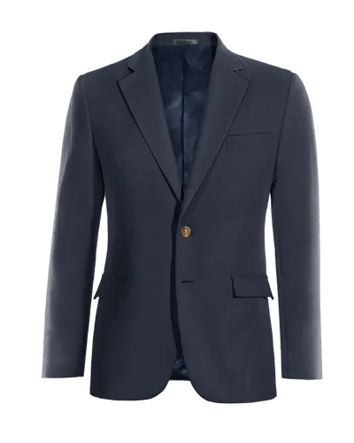  Blazer azul marino solapa ancha de entretiempo