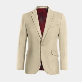  Blazer beige de lino esencial de 1 botón