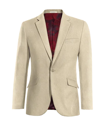  Blazer beige de lino esencial de 1 botón