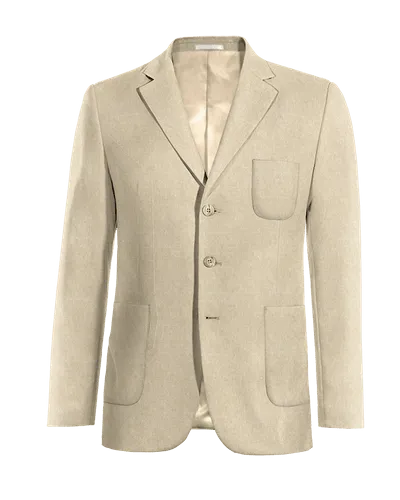  Blazer beige de lino esencial de 3 botones