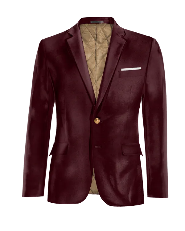  Blazer burdeos de terciopelo slim fit y con pañuelo