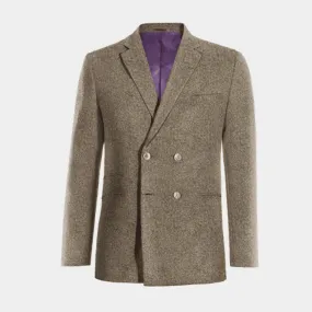  Blazer cruzada marrón claro de donegal tweed