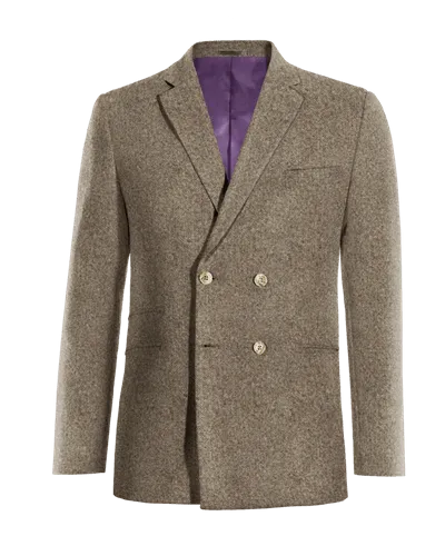  Blazer cruzada marrón claro de donegal tweed