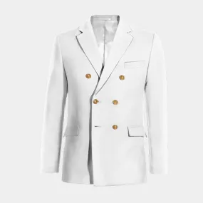  Blazer doble botonadura blanco nieve de lino esencial