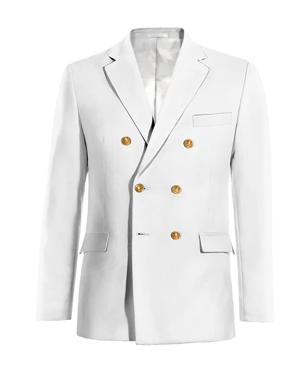  Blazer doble botonadura blanco nieve de lino esencial