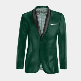  Blazer Esmoquin verde azulado de terciopelo slim fit