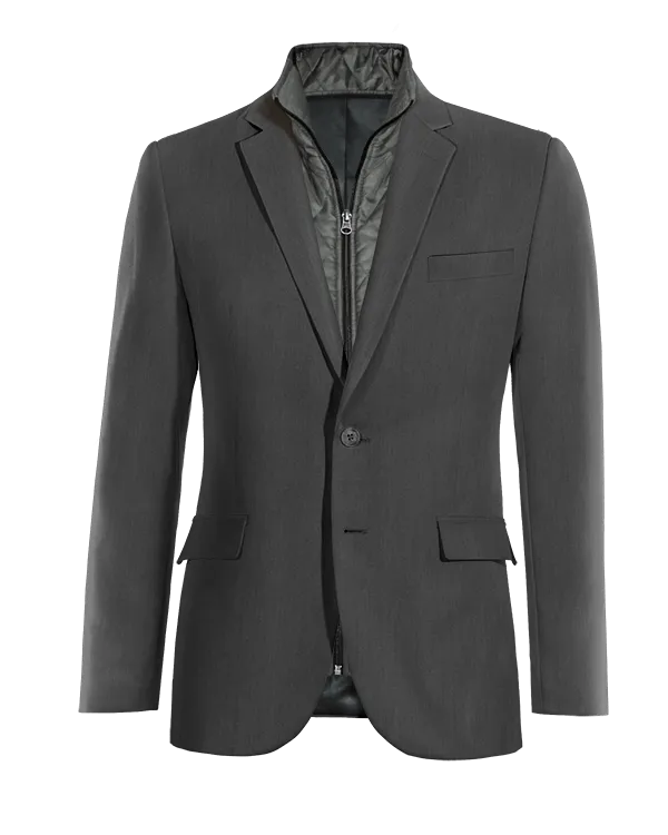  Blazer gris slim fit con pieza gilet