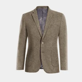  Blazer marrón claro de donegal tweed slim fit