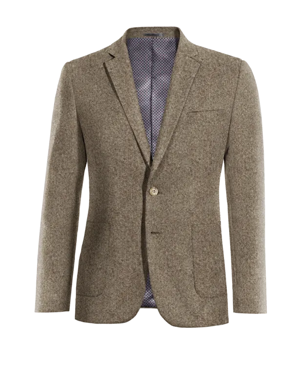  Blazer marrón claro de donegal tweed slim fit