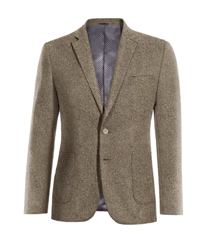  Blazer marrón claro de donegal tweed slim fit