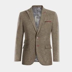  Blazer marrón claro de donegal tweed solapa en pico