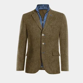  Blazer marrón de donegal tweed esencial de 3 botones