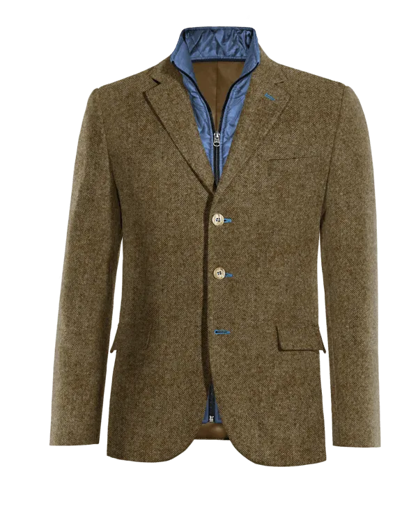  Blazer marrón de donegal tweed esencial de 3 botones