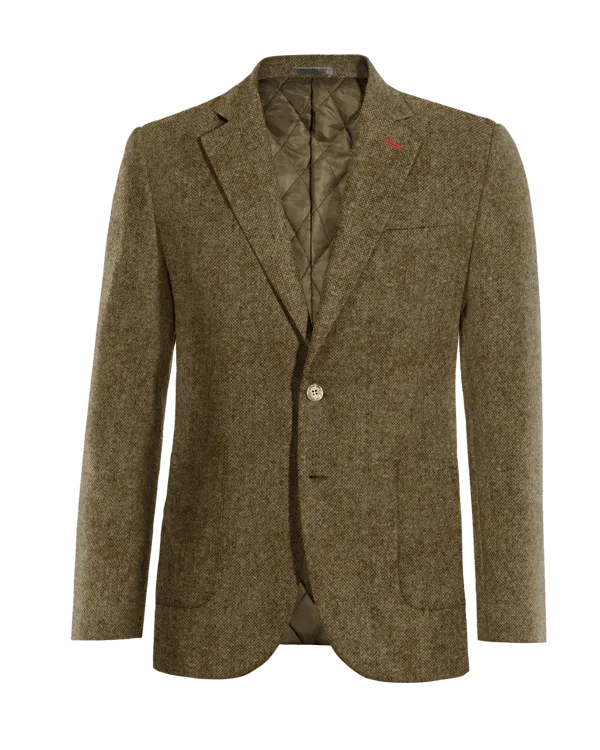  Blazer marrón de donegal tweed solapa ancha