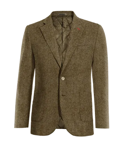  Blazer marrón de donegal tweed solapa ancha