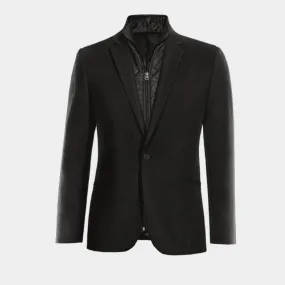  Blazer negro rojizo slim fit de 1 botón con pieza gilet