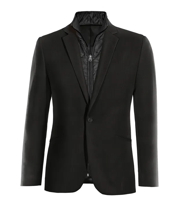  Blazer negro rojizo slim fit de 1 botón con pieza gilet