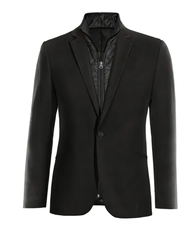  Blazer negro rojizo slim fit de 1 botón con pieza gilet