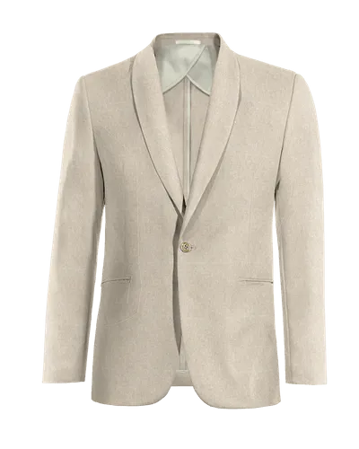  Blazer sin forro beige de lino solapa redonda