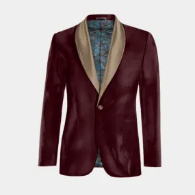  Blazer Smoking burdeos de terciopelo solapa ancha