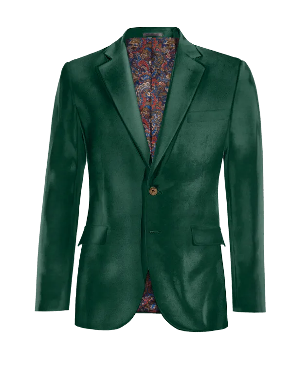  Blazer verde azulado de terciopelo solapa ancha edición limitada