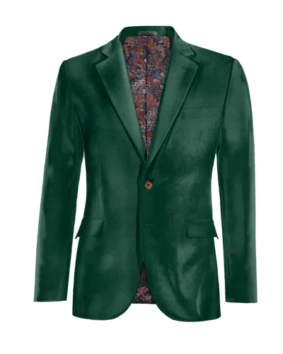  Blazer verde azulado de terciopelo solapa ancha edición limitada