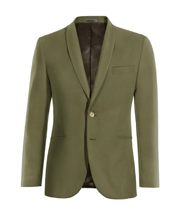  Blazer verde de lino solapa redonda esencial