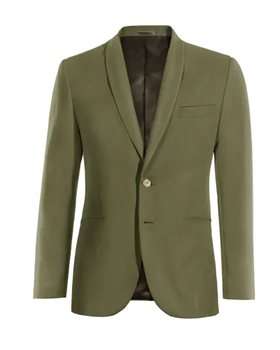  Blazer verde de lino solapa redonda esencial