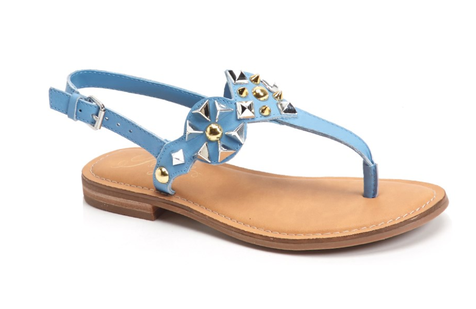 Blue flip-flop beach shoes.