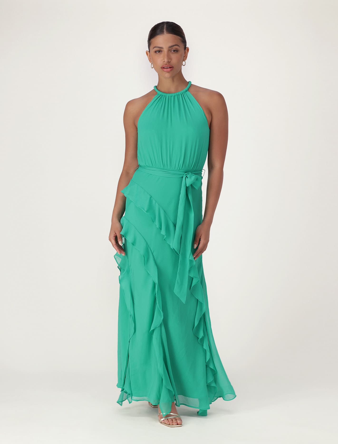 Bridie Halterneck Ruffle Maxi Dress - Shop now