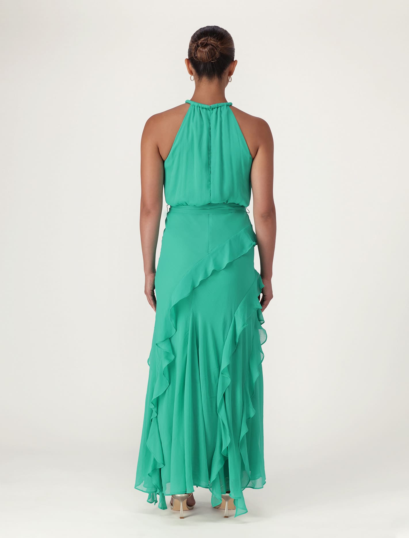 Bridie Halterneck Ruffle Maxi Dress - Shop now