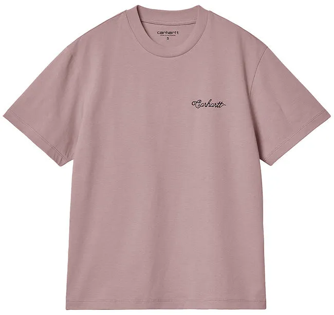 Carhartt WIP Glassy Pink Dark Navy Womens Stitch T Shirt