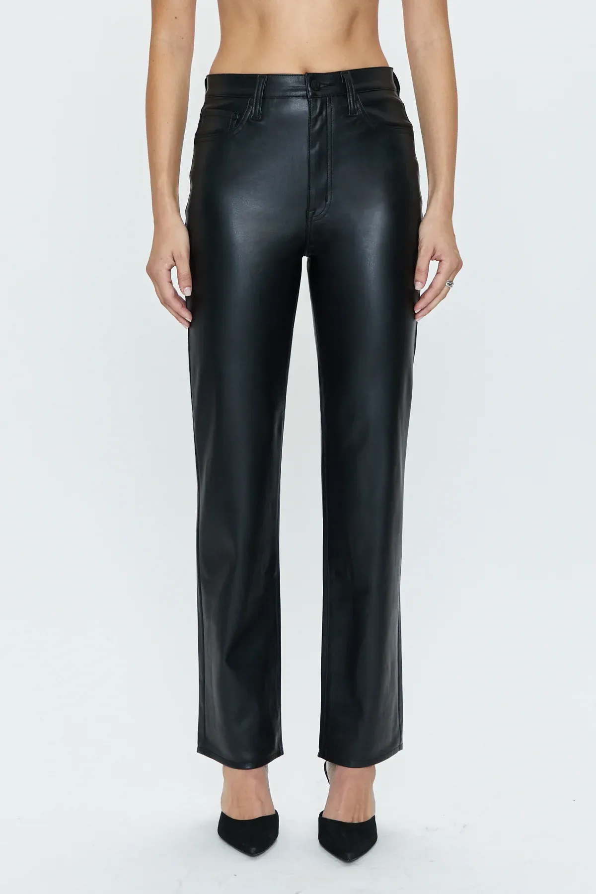 Cassie Vegan Leather High Waisted Straight Leg Jeans stylish and comfortable