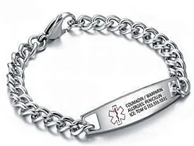 CBA101468 - Men's Custom Medical Alert Bracelet, Titanium Steel 21.5cm