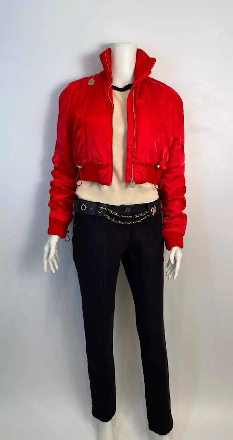 Chanel 03A 2003 Fall Red Reversible Bomber Jacket - CC Logo Sport Coat (FR 38)