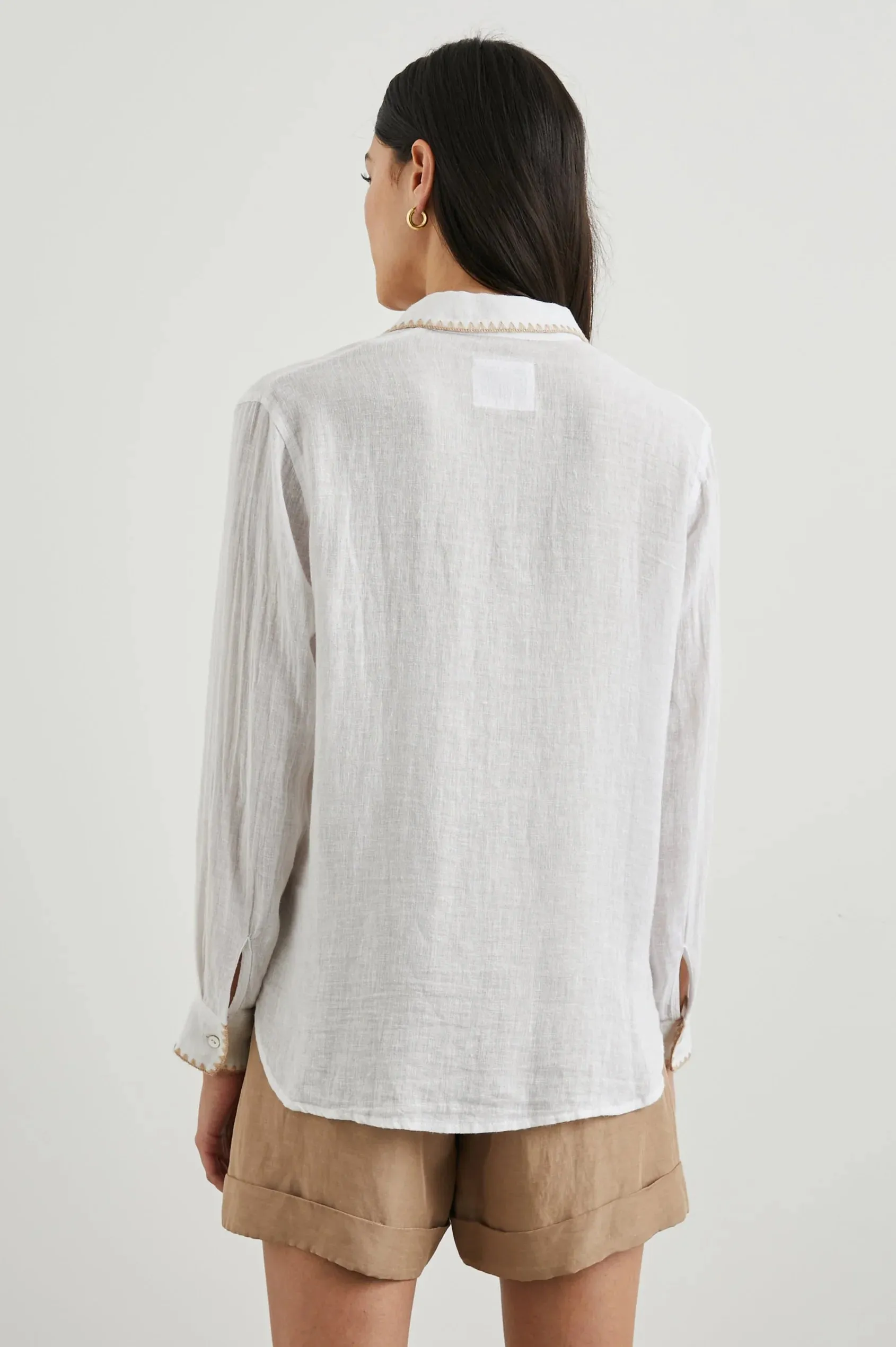 White Blanket Stitch Charli Shirt