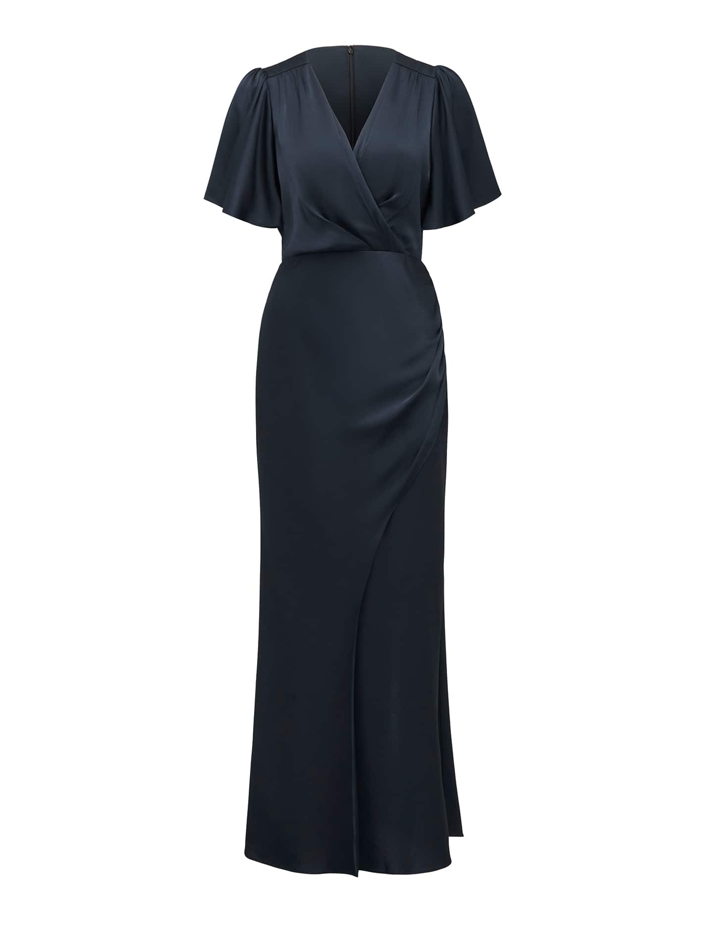 Chelsea Satin Maxi Dress with Petite Flutter Sleeves