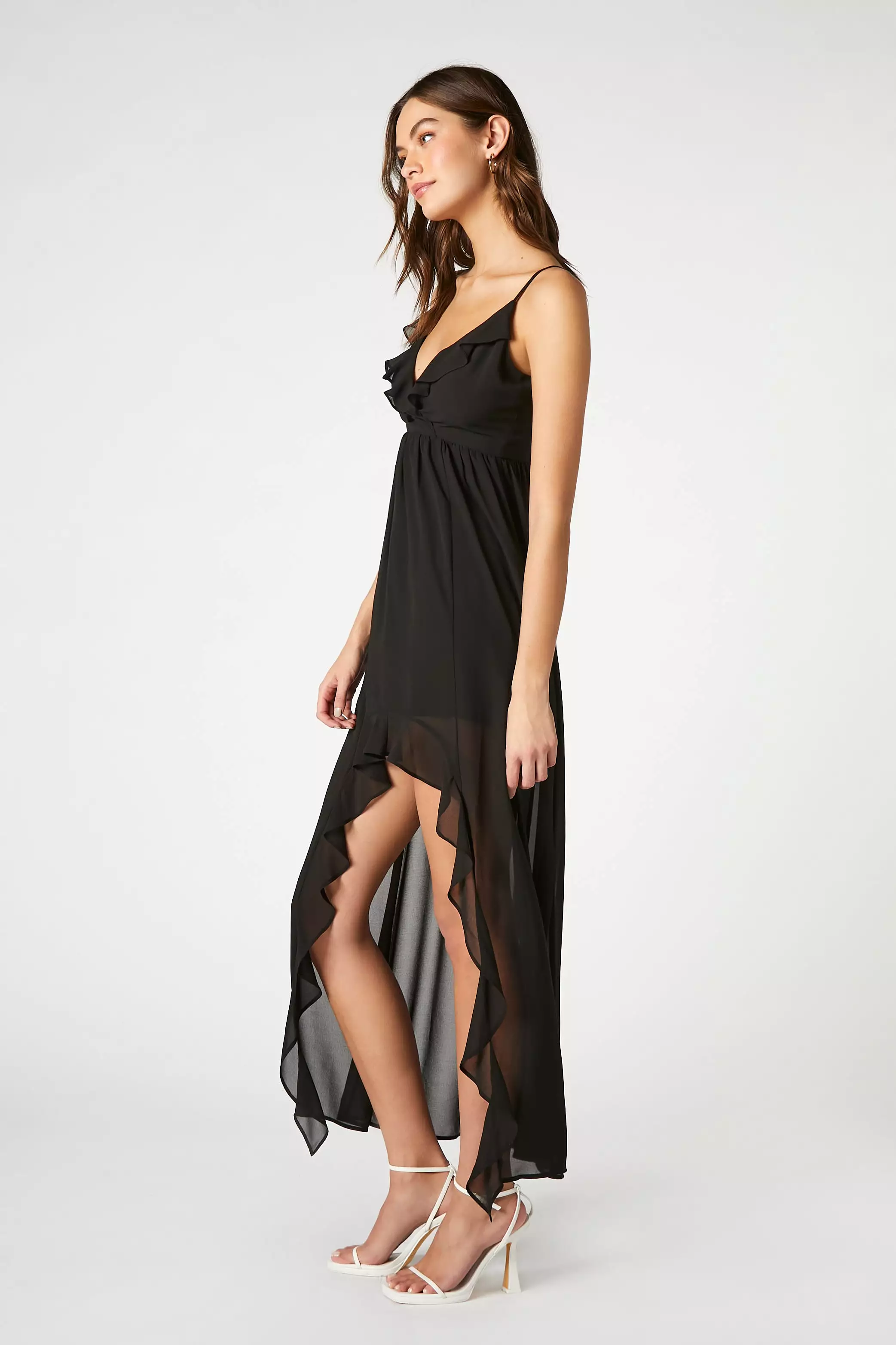 Chiffon High-Low Ruffle Dress