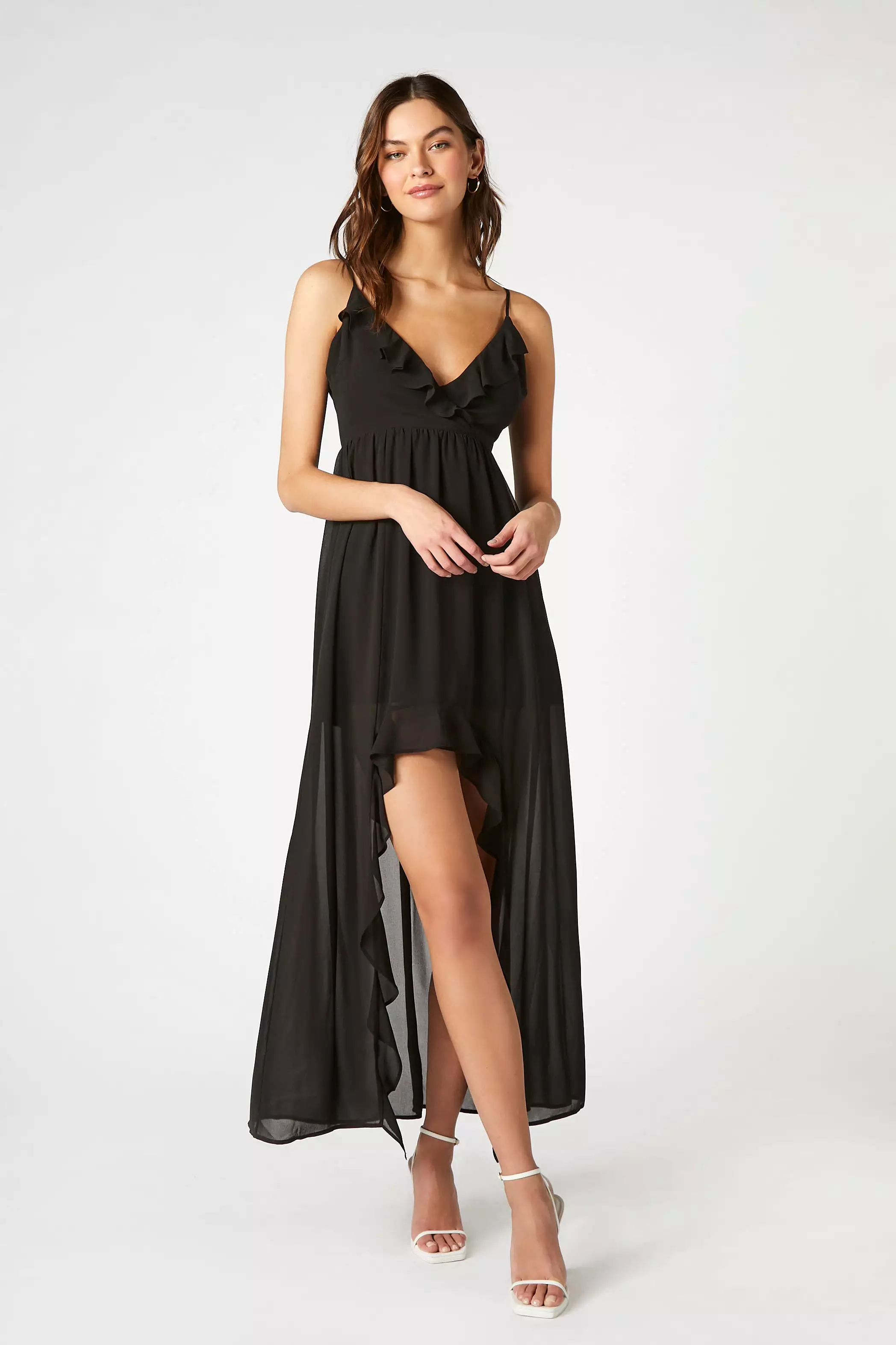 Chiffon High-Low Ruffle Dress