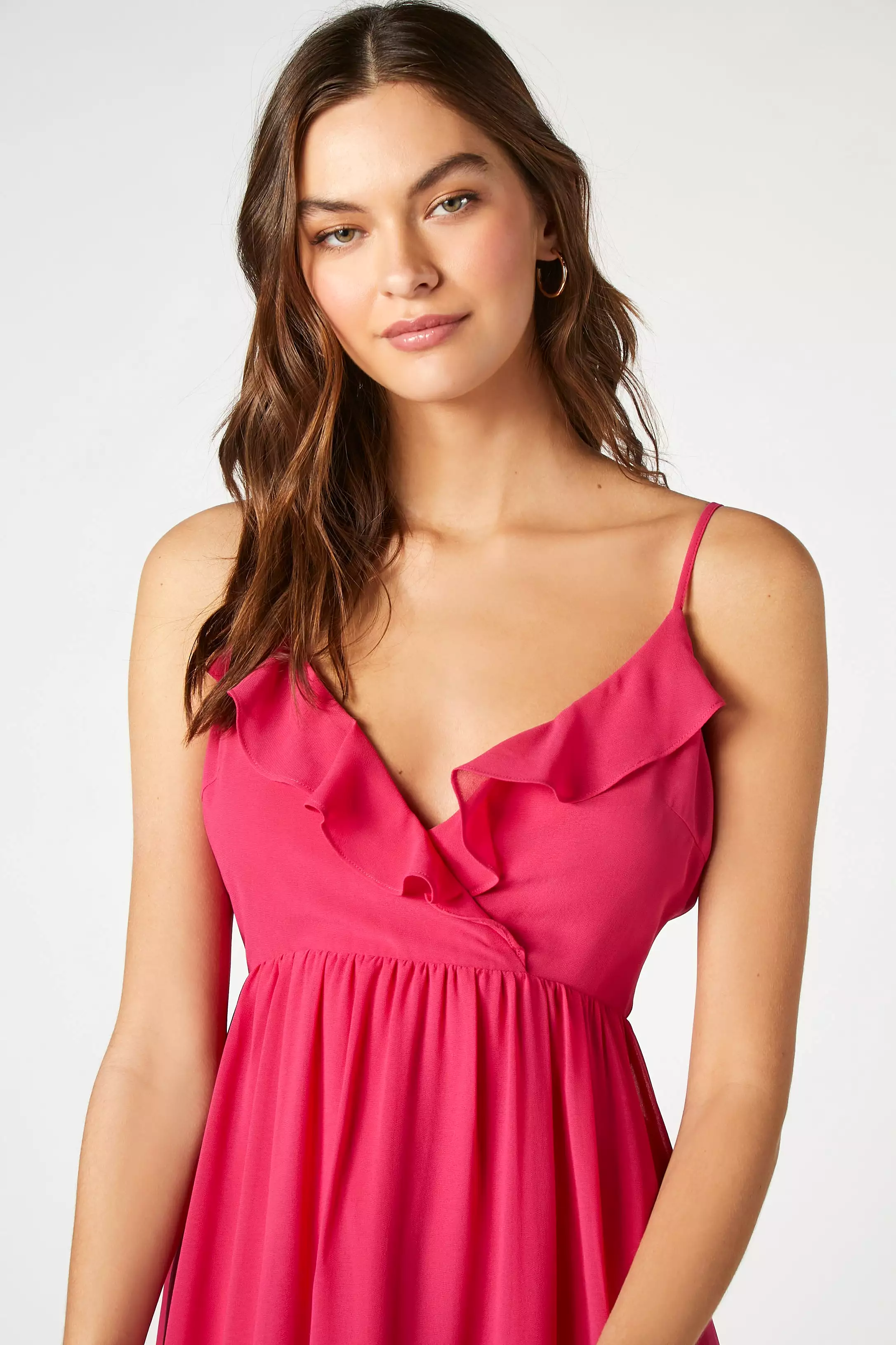 Chiffon High-Low Ruffle Dress