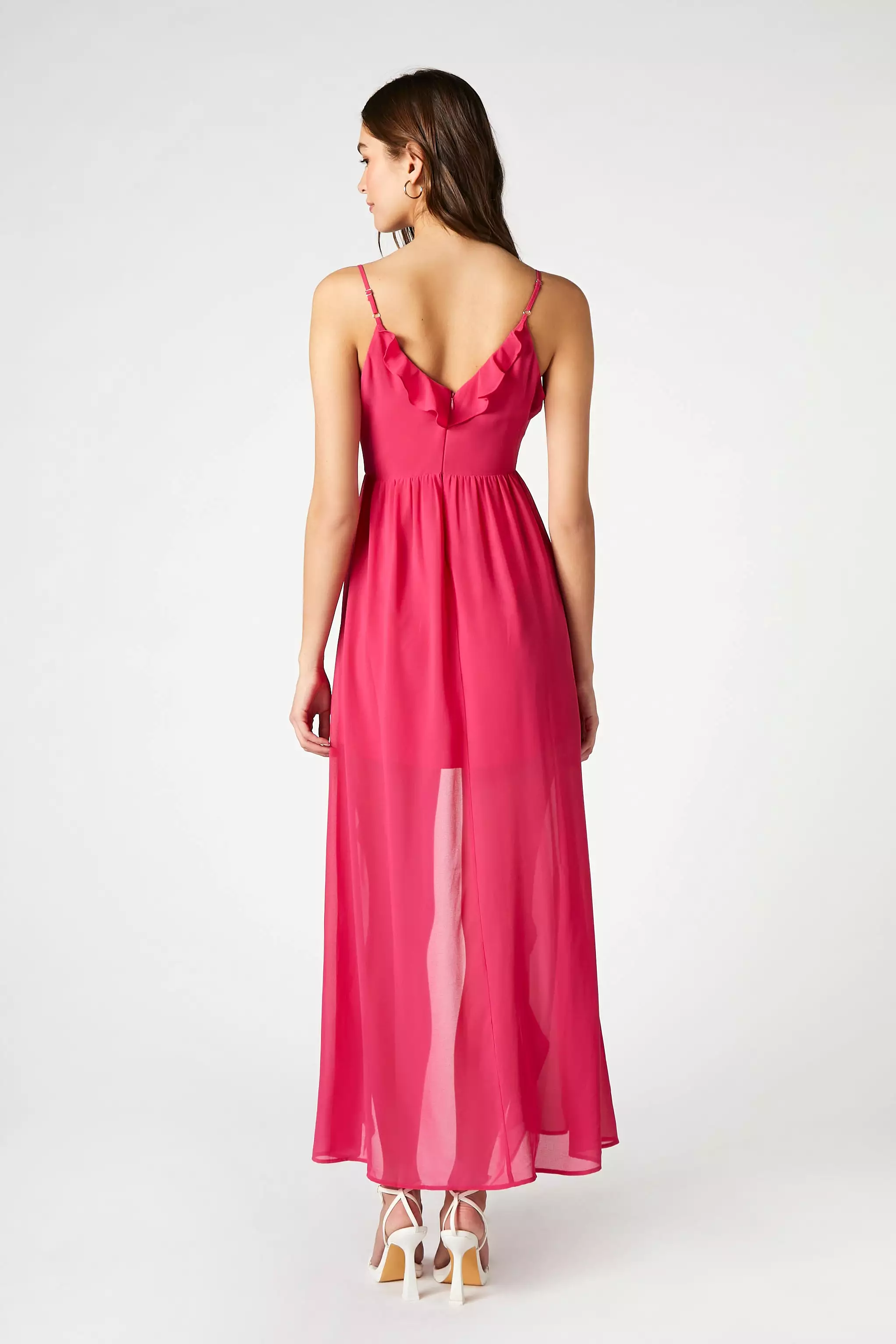 Chiffon High-Low Ruffle Dress