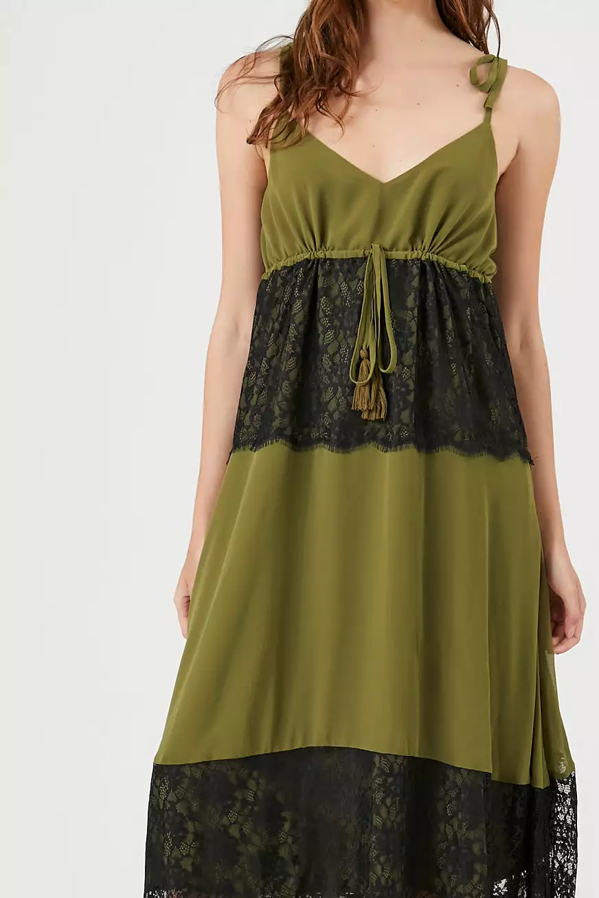 Chiffon Maxi Dress with Lace Trim