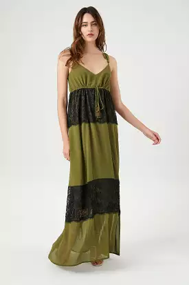 Chiffon Maxi Dress with Lace Trim