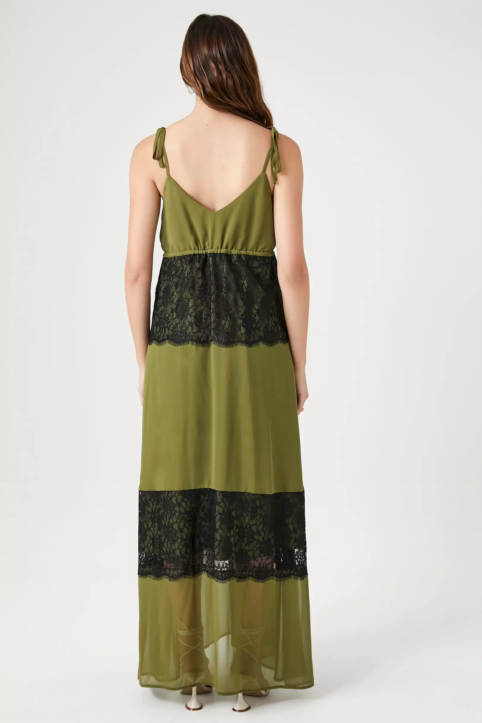 Chiffon Maxi Dress with Lace Trim