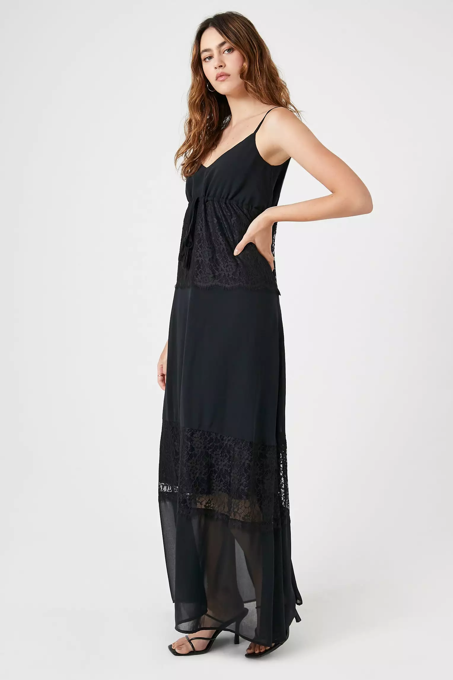 Chiffon Maxi Dress with Lace Trim