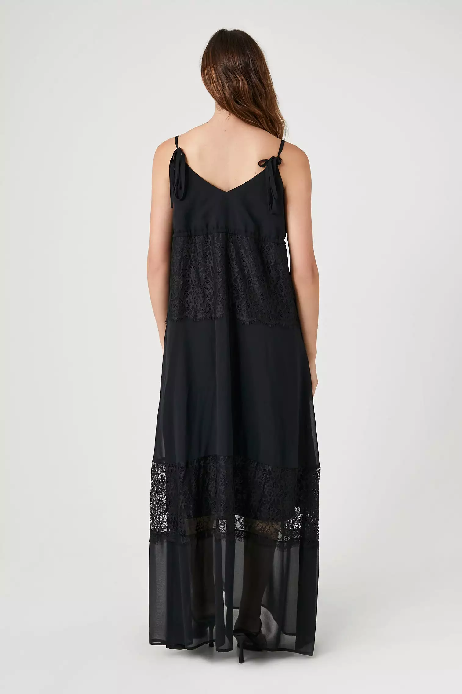 Chiffon Maxi Dress with Lace Trim