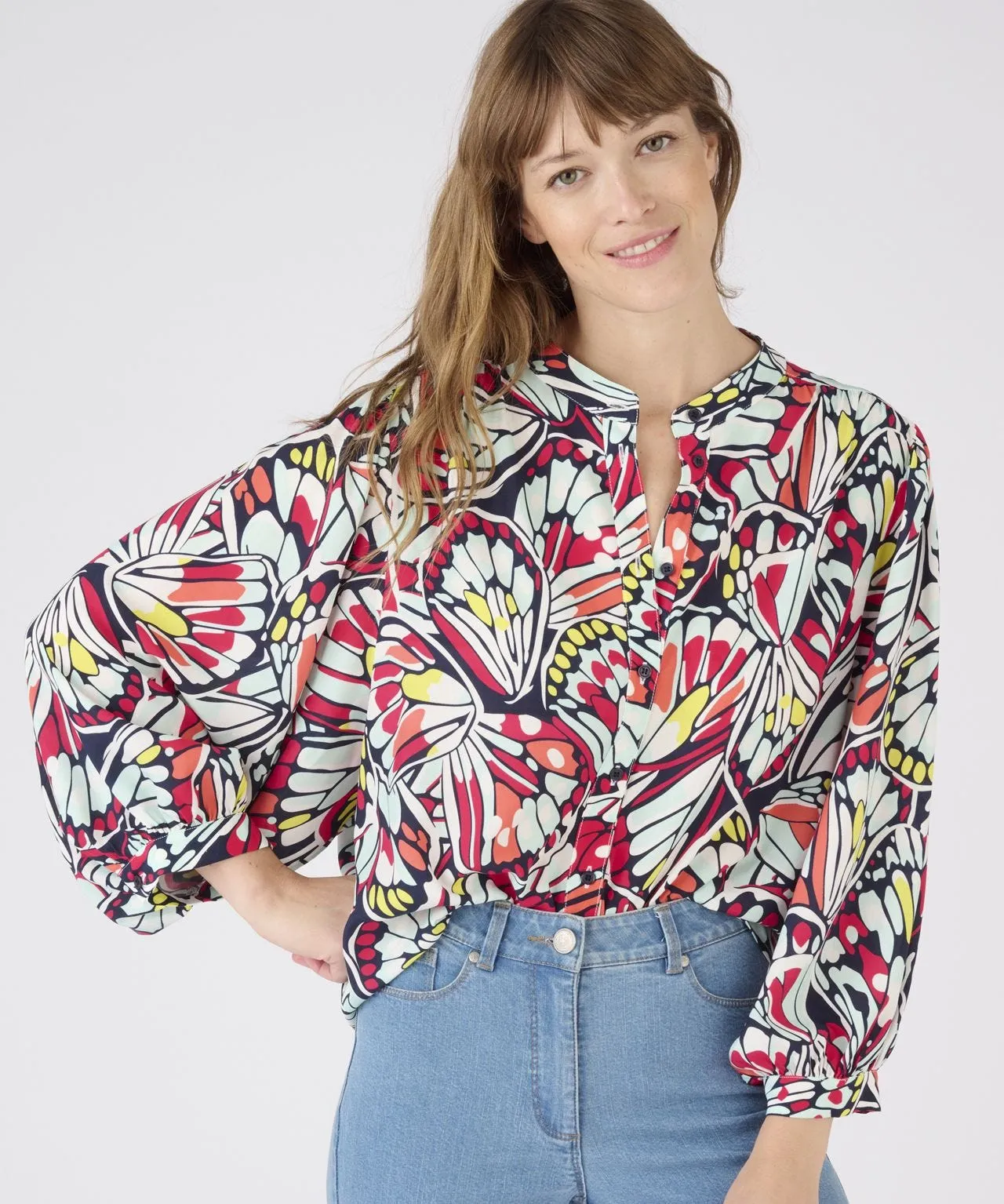 Printed Blouse with Balloon Sleeves by Climatyl