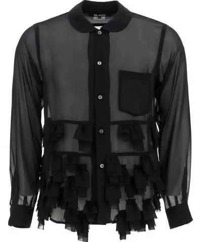 COMME DES GARCONS BLACK Georgette Blouse with Ruffle Details