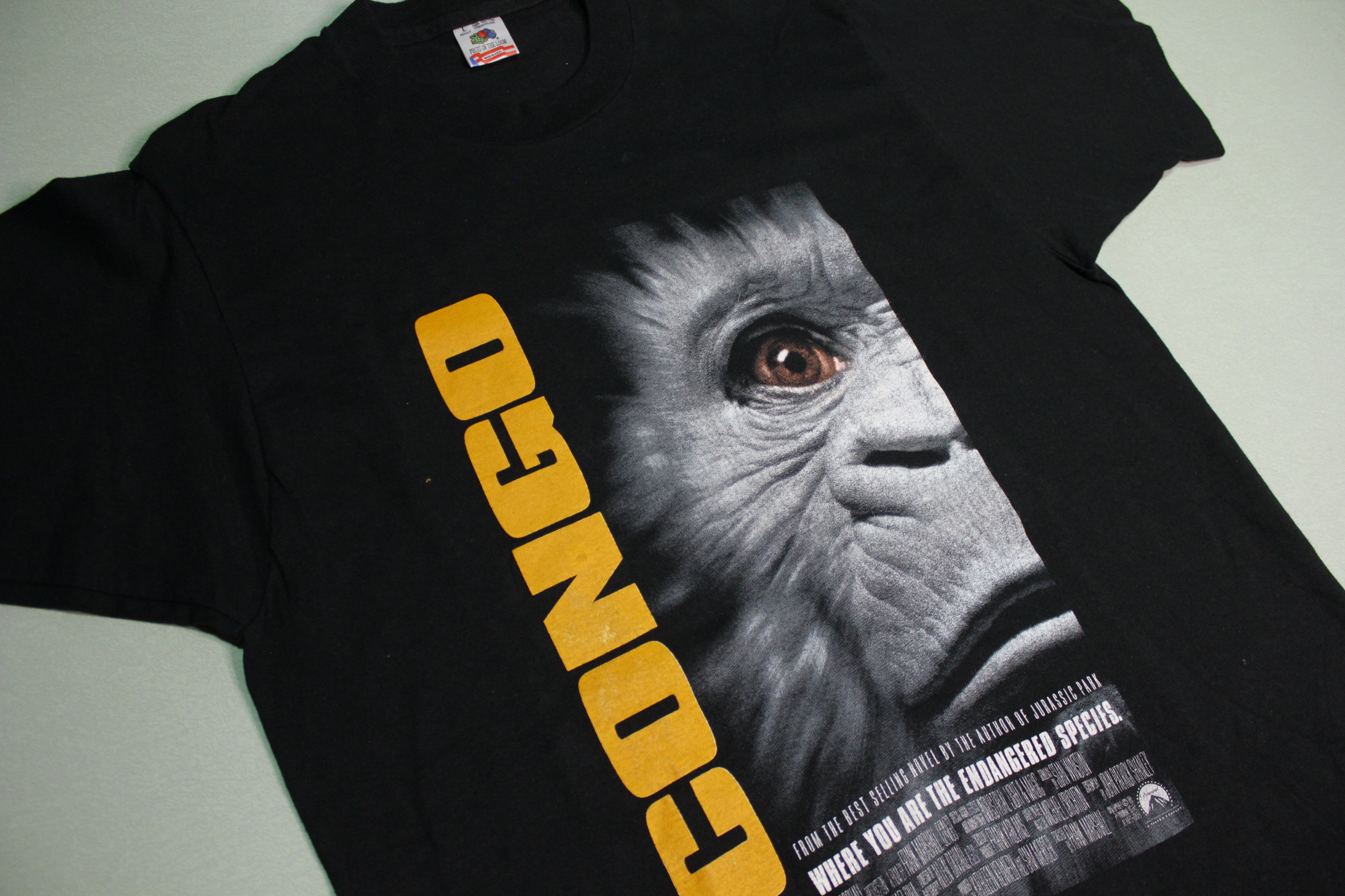 Congo Vintage Movie Poster 1995 - Endangered Species Promo T-Shirt - Single Stitch - Fruit of the Loom - USA