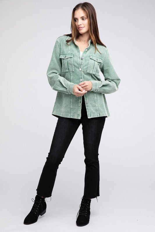 Corduroy Button-Down Jacket - BiBi Collection.